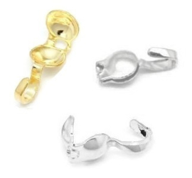 Kalotjes met haakje goudkleur, rhodium of silverplated 8x4mm - 25 stuks
