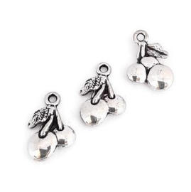 Bedel Hanger Kers  - Antiek Zilverkleur Metaal - 17x12mm - 10 stuks