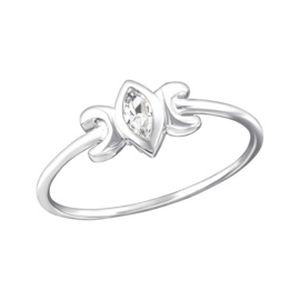 Zilveren Ring Franse Lelie met Zirkiona - 925 sterling zilver