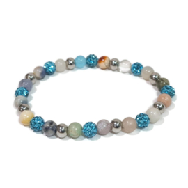 Armband Natuursteen / Stainless Steel - Blauw