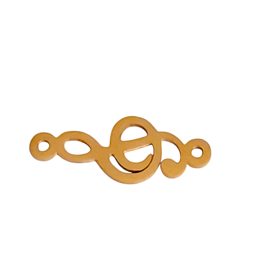 RVS tussenzetsel Muziek G-sleutel Goud- of Zilverkleur - 19x7mm