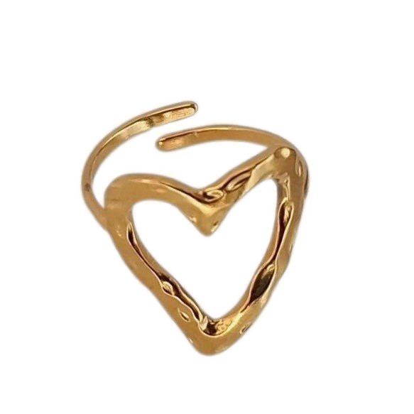Stainless Steel Ring Open Hart - verstelbaar