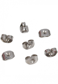 RVS Oorstekers met horizontaal oog (incl vlindertjes) - Zilverkleur - 2 stuks