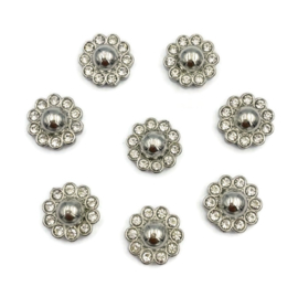 Hars Cabochon - Bloem met parel en strass rand - 13.5x6mm - div kleuren - 2 stuks