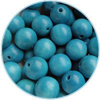 DQ Houten kralen 12mm Azuurblauw - 10 stuks