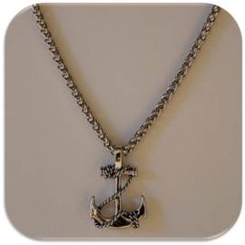 Palmier ketting met Anker Zilverkleur Stainless Steel