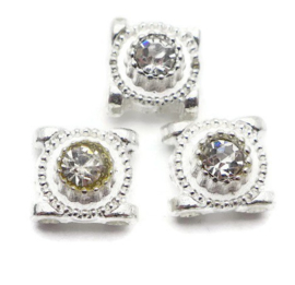 Metalen verdelers met strass - 9mm - 2 gaats - 2 stuks