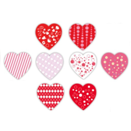 Sluitstickers Hartjes Gedecoreerd Mix  Roze/Rood  - 2.5cm - 10 stuks