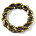 Metalen Tussenzetsel Ring, Rond 2 zijdig bewerkt - 19mm Antiek Brons