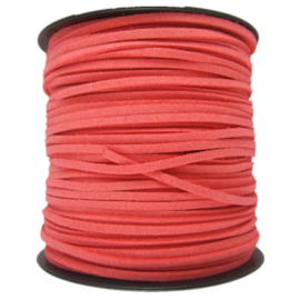 Faux Suede koord Plat - Donkerzalm ( dark salmon) 3x1.4mm