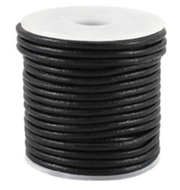 DQ Leer - Donker Marine Blauw 2mm rond - 50cm