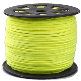 Faux Suede koord Plat - Neongeel ( neon yellow ) 3x1.4mm