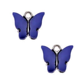 Bedel Vlinder Blauw / Zilver 15x13mm