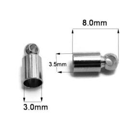 Eindkapjes voor 2.5mm koord - 2 stuks - zilverkleur