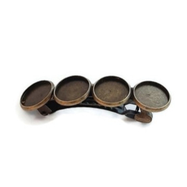 Haarknip voor 12mm cabochons - Brons met 4 settings