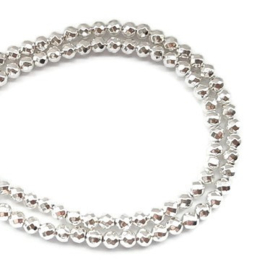 Hematiet Kralen - Facet -  Silverplated - 3mm of 4mm
