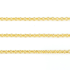 Jasseron ketting - goudkleur metaal - 2mm of 3mm schakel  - 1 meter