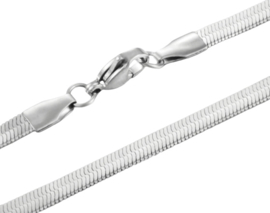 Platte Soepele Halsketting Zilverkleur - Stainless Steel