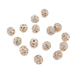 Filigraan kralen 6mm met strass - Champagne Goudkleur 10 stuks