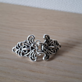 Antiek Zilverkleur Vestclip Noorse Sluiting met dubbele haak en oog