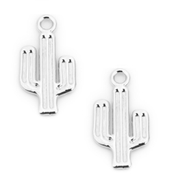 Bedel Hanger Cactus - Metaal - Zilver - 15x8mm - 5 stuks