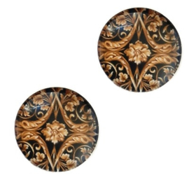 Foto Glas Cabochon Rond Zwart Bruin - 25mm