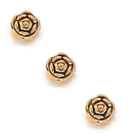 Metalen Kraal Roos Antiekbrons, Antiekzilver-,  Antiek Goudkleur - 6x3.5 mm  - 7 stuks