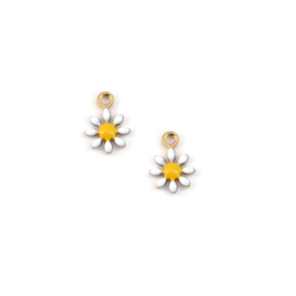RVS Goudkleur Emaille Hangers Bloem - 10x7mm