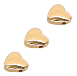 Hematiet Kralen Hart 6x2mm - Goudkleur of Zilverkleur - 7 stuks