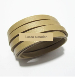 Plat Imitatie leerkoord - 5x2mm - Khaki - 20cm