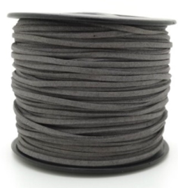 Faux Suede koord Plat - Donkergrijs (dark gray)  3x1.4mm – 1 meter