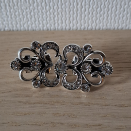 Antiek Zilverkleur Vest Sluiting met strass steentjes 5.0 x 2.4cm
