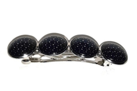Haarknip Zilverkleur met 4 Cabochons - 8.5 x 2.2cm - donkerblauw met sterretjes