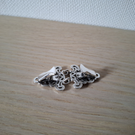 Antiek Zilverkleur Vestclip Noorse Sluiting met dubbele haak en oog