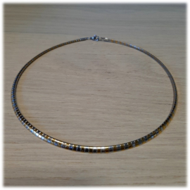 Platte Soepele Choker  Edelstaal - 3mm of 4mm breed - tweekleurig - zilver/goudkleur