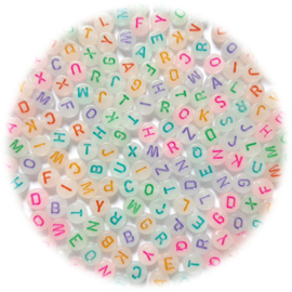 Letterkralen Glow in the Dark - Letters of Hartjes - 7x4mm - Gekleurde mix
