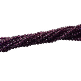 Facet Glaskralen Rond - Donker Amethist 3mm
