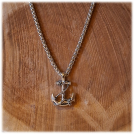Palmier ketting met Anker Zilverkleur Stainless Steel