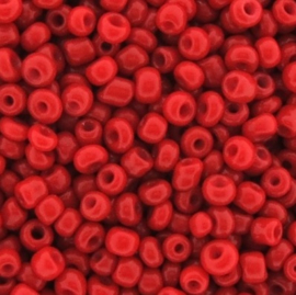 Glas rocaille 4mm (6.0) Rood Opaque- Per zakje ca 5 gram