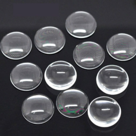 Glas Cabochon 18x3,5mm transparant - rond - platte bovenkant