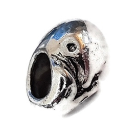 Metalen kraal met groot gat -  Dolfijn -12x11x8mm - gat 5mm
