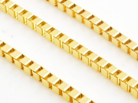Metalen vierkante schakelketting (boxchain) goudkleur - 50cm