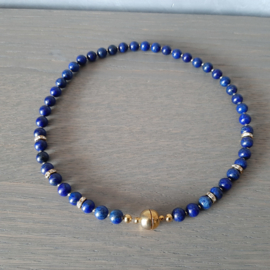 Lapis Lazuli Halfedelsteen Kralenketting met Magneetsluiting