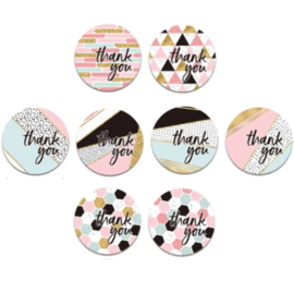 Stickers met tekst ' thank you'  - 2.5cm - 10 stuks assortie