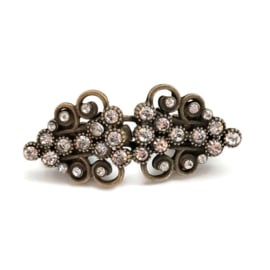 Antiek Brons Vest Sluiting met strass steentjes 5.8 x 2.6cm