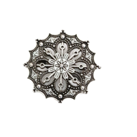 Antiek Zilverkleur Vestclip Bloem 4cm