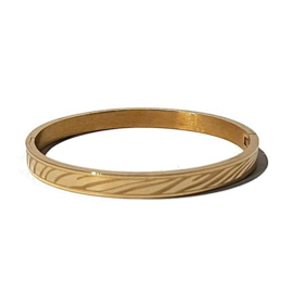 Stainless Steel Armband met Zebra print  - Goudkleur