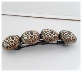 Haarknip Brons met 4 cabochons - Luipaard print - Bruin