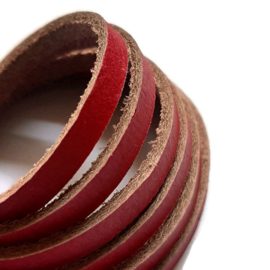 DQ Plat Leer 5x2mm - Rood - 10 cm