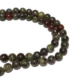 Bloedsteen Kralen 6 of 8mm - halve streng